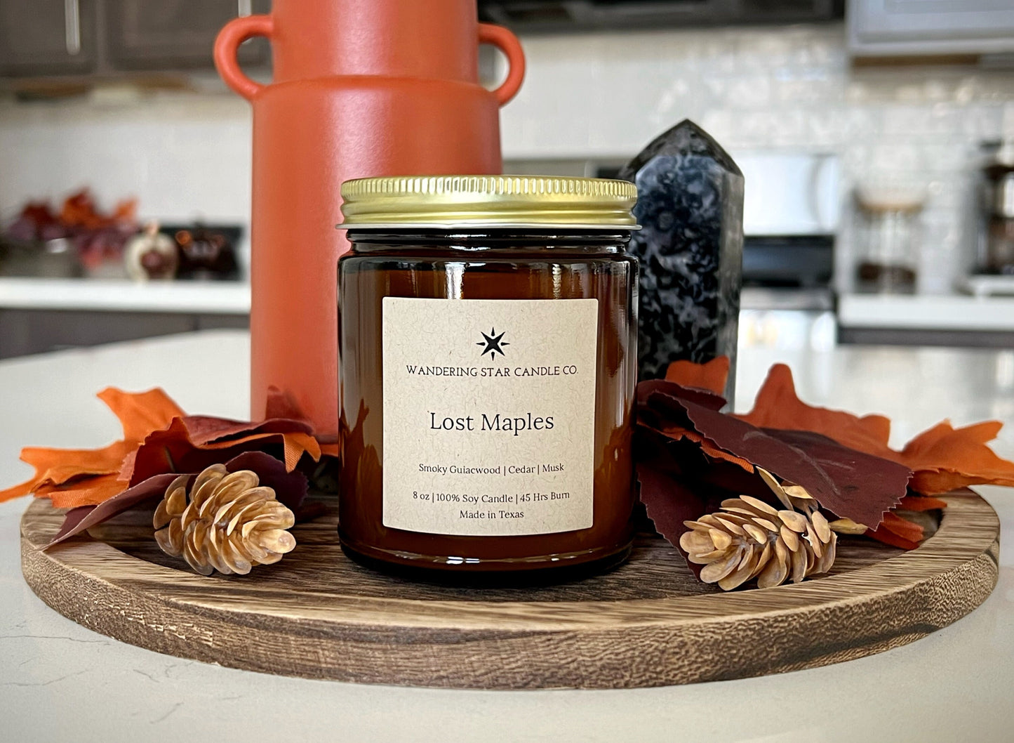 Lost Maples Candle | Fall Candle | Woodsy Smoky Cedar Musk Candle | Fallen Leaves Candle | Made in Texas Candles | Farmhouse Rustic Decor