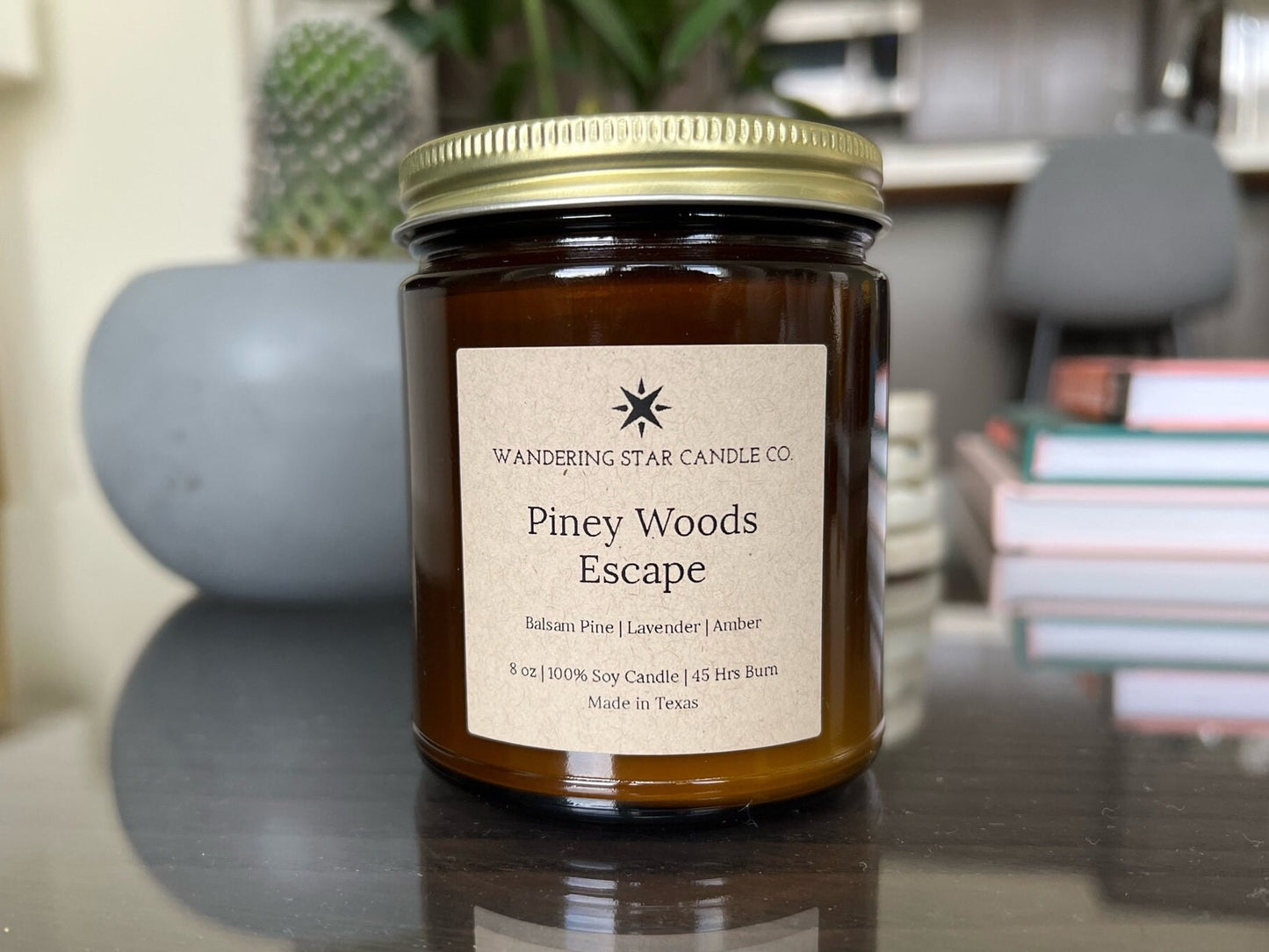 Piney Woods Escape | Balsam Pine Lavender Amber Scented Candle | Fall Winter Candle | Gifts for Hikers Campers | Made in Texas | Texas Gifts