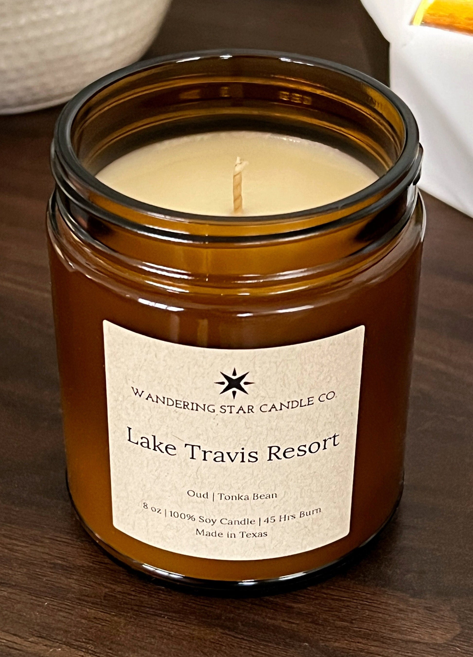 Lake Travis Resort | Spa Candle | Relaxation Candle | Self-Care Candle | Amber Jar Candle | Oud Candle | Musk Candle | Made in Texas