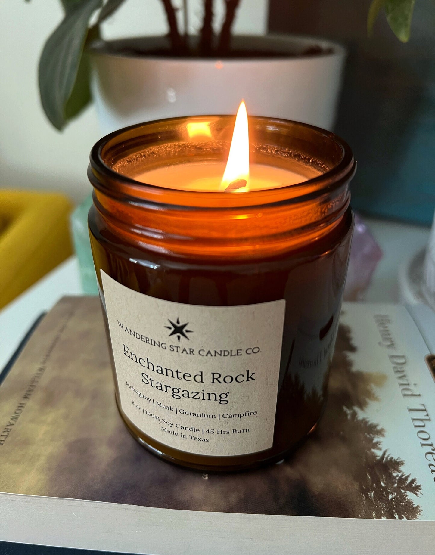 Enchanted Rock Stargazing | Mahogany Teakwood Campfire Musk Candle | Amber Jar Candle | Texas Gifts | Camping Hiking Gifts | Made in Texas
