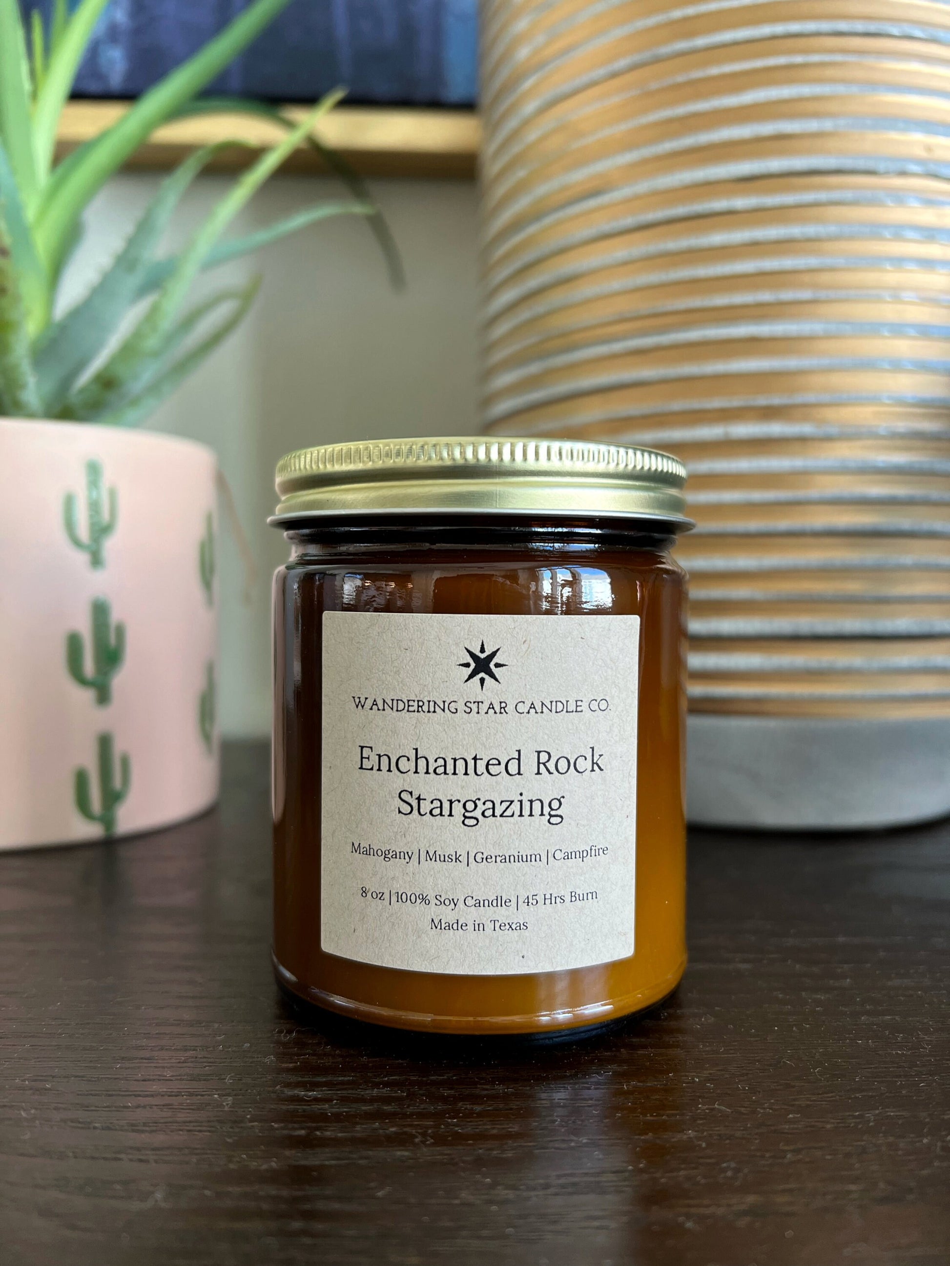Enchanted Rock Stargazing | Mahogany Teakwood Campfire Musk Candle | Amber Jar Candle | Texas Gifts | Camping Hiking Gifts | Made in Texas
