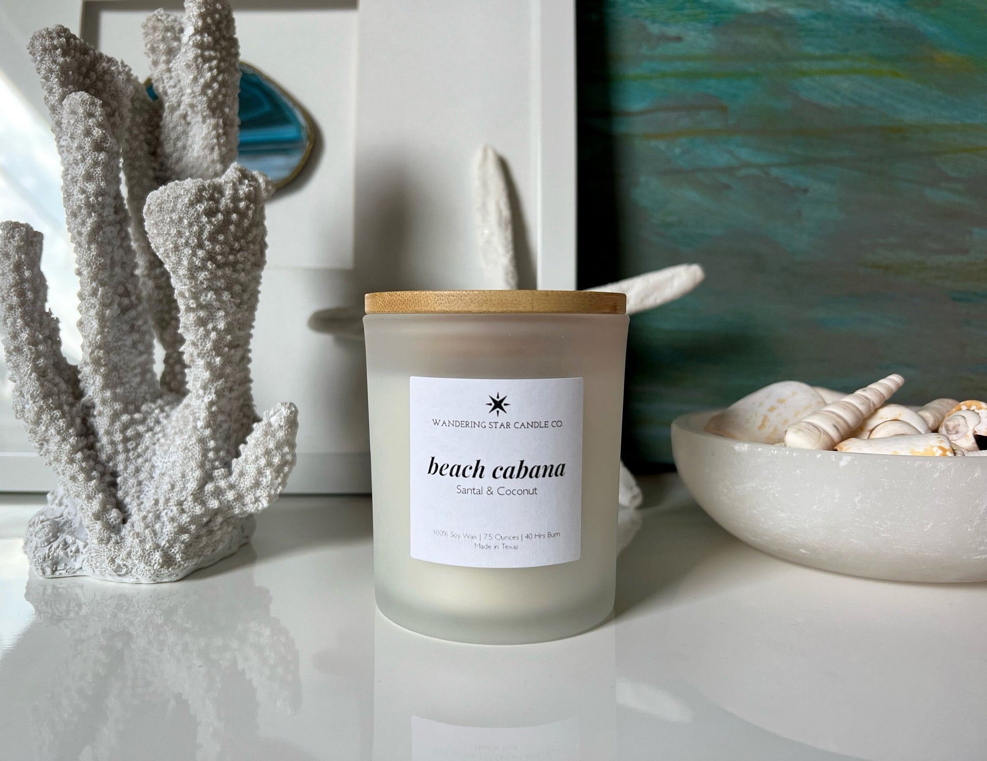Santal + Coconut Soy Wax Blend Scented Candle, Beach Candle