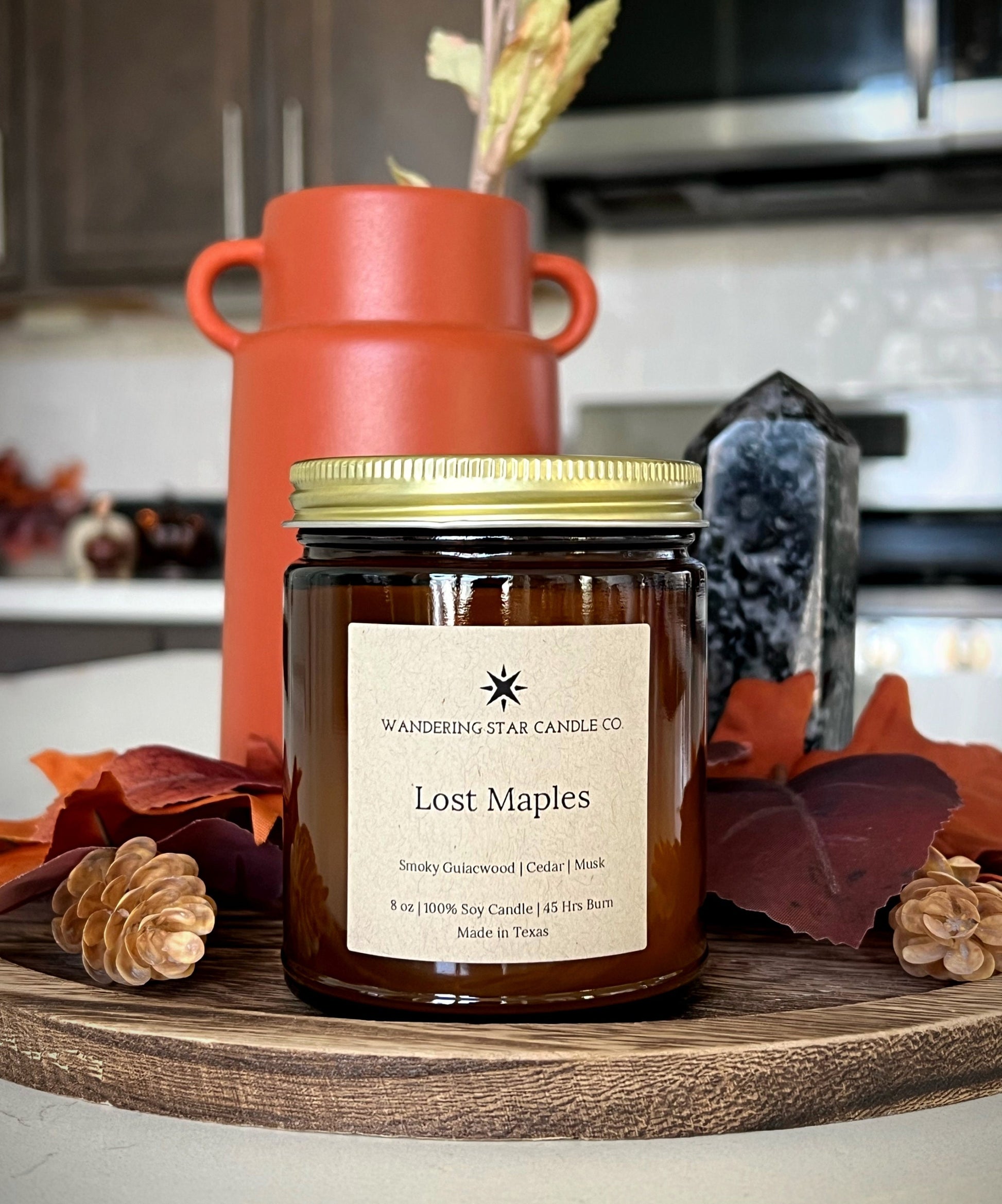 Lost Maples Candle | Fall Candle | Woodsy Smoky Cedar Musk Candle | Fallen Leaves Candle | Made in Texas Candles | Farmhouse Rustic Decor